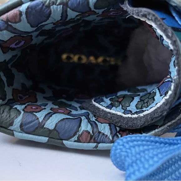 COACH Multi Color High Top Pointed Toe Floral Sneaker All Leather Size 5.5M NEW - Picture 5 of 6